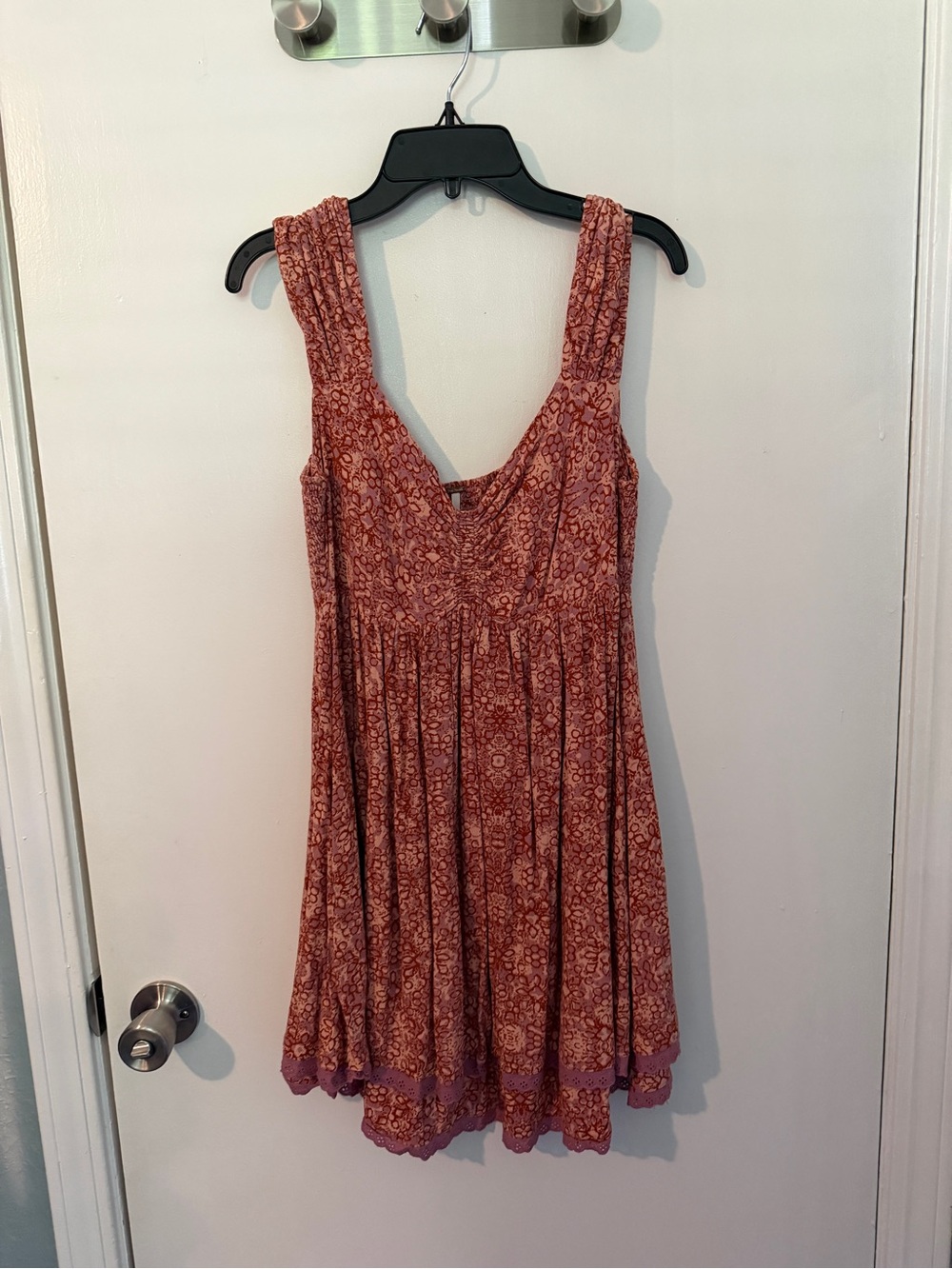 Free People Rust-Pink Floral Sleeveless Mini Dress
